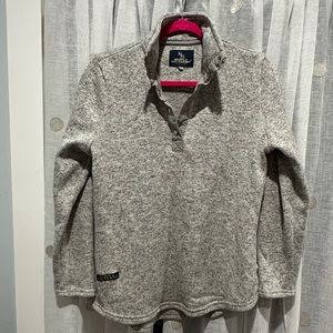 Simply Southern - Heather Grey - Collared 3/4 Button Snap Pullover - Medium